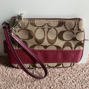 Coach Tan and Red Wristlet